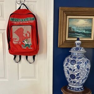 Vintage Red University of Notre Dame Fighting Irish Leprechaun Mascot Backpack